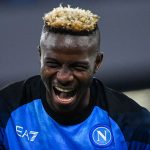 Napoli's Nigerian forward Victor Osimhen reacts at the end of the Italian Serie A football match between Napoli and Empoli on November 8, 2022 at the Diego-Maradona stadium in Naples.