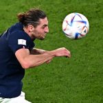 France's midfielder #14 Adrien Rabiot heads the ball during the Qatar 2022 World Cup Group D football match between France and Australia at the Al-Janoub Stadium in Al-Wakrah, south of Doha on November 22, 2022