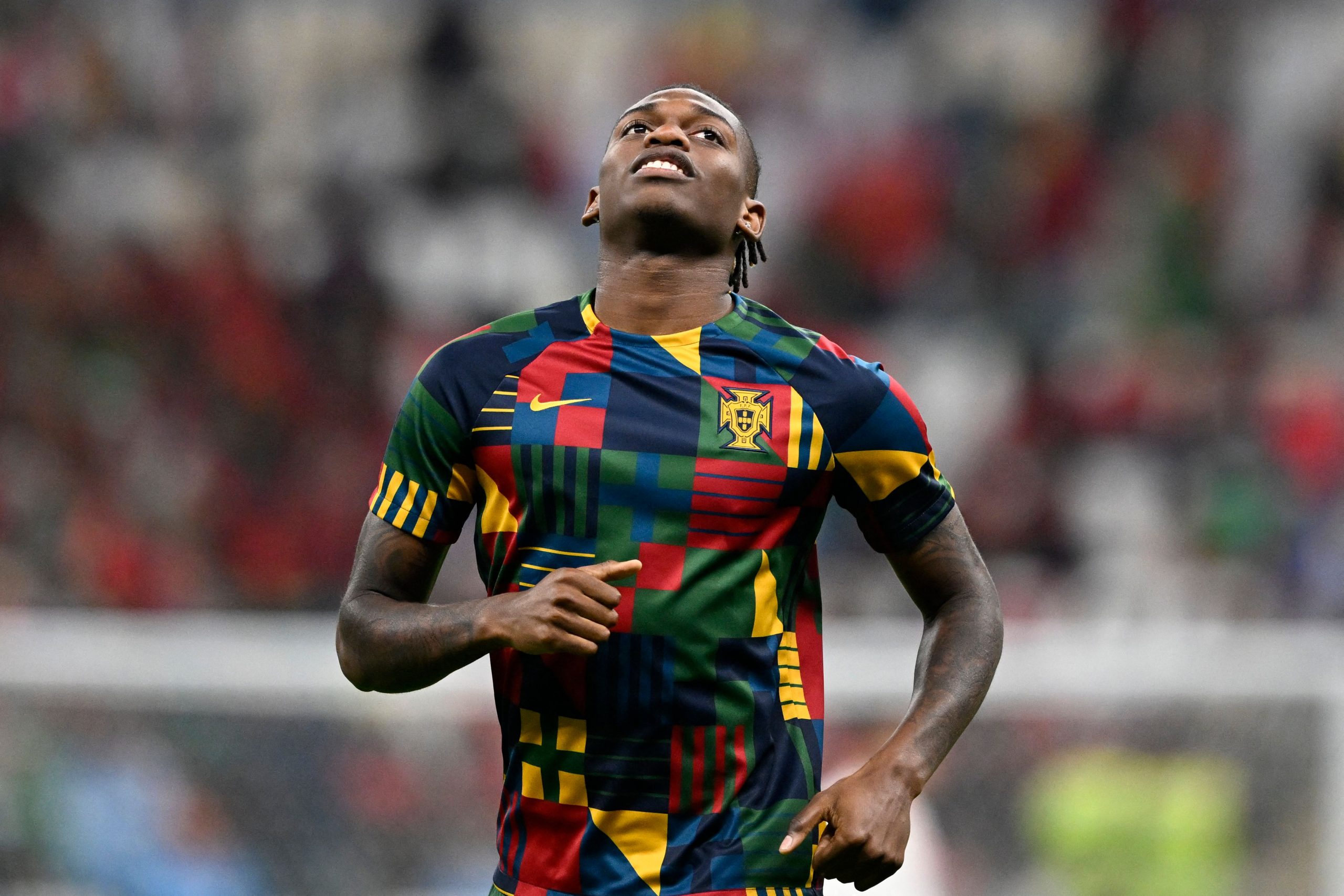 Rafael Leao of AC Milan and Portugal. (Photo by PATRICIA DE MELO MOREIRA/AFP via Getty Images)