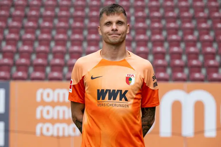 Rafal Gikiewicz of FC Augsburg poses during the team presentation at WWK Arena on July 21, 2022 in Augsburg, Germany