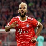 Eric Maxim Choupo-Moting of Bayern Munich celebrates after scoring their team's second goal during the UEFA Champions League group C match between FC Bayern München and FC Internazionale at Allianz Arena on November 01, 2022 in Munich, Germany.