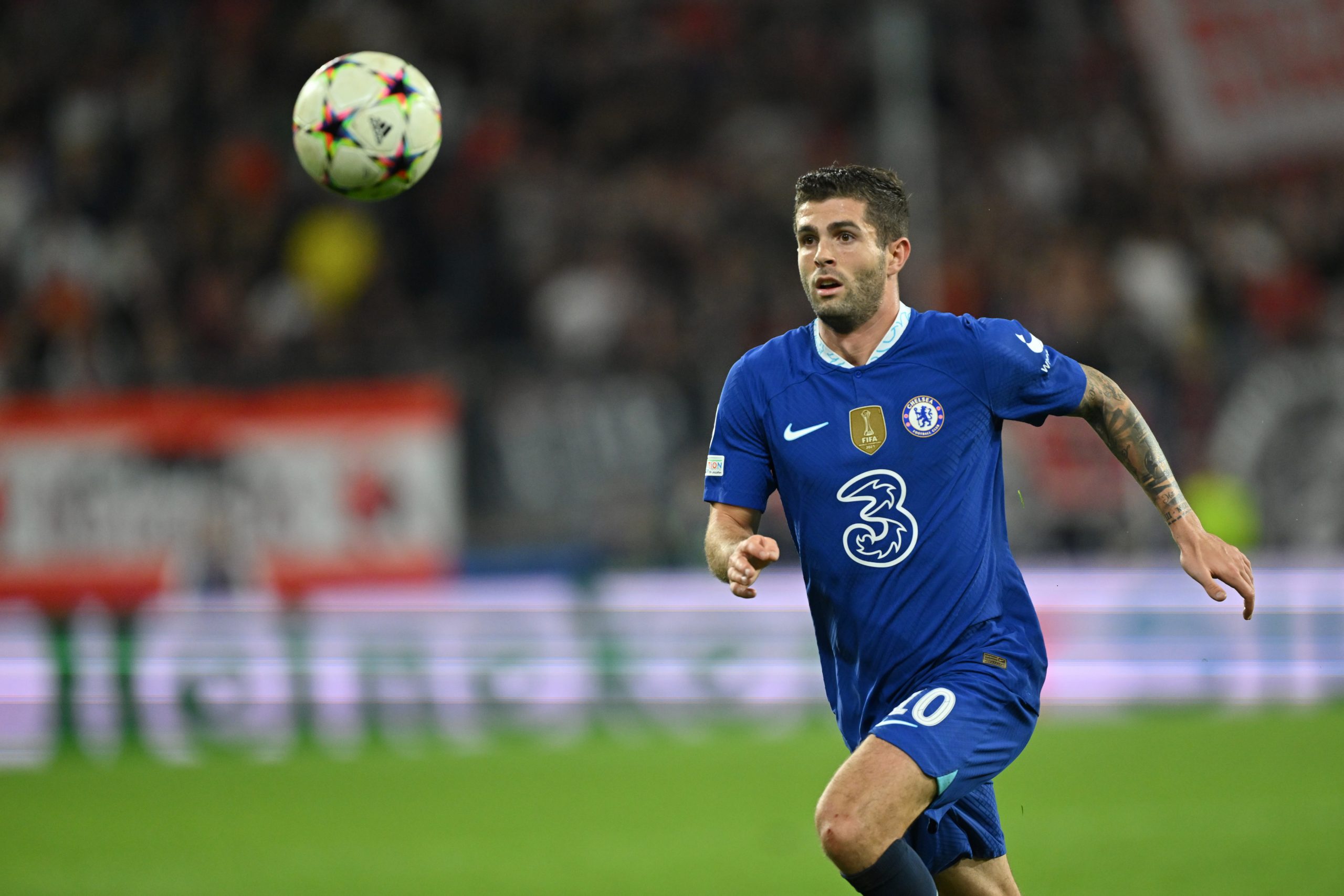 Christian Pulisic of Chelsea FC runs after the ball during the UEFA Champions League group E match between FC Salzburg and Chelsea FC at Football Arena Salzburg on October 25, 2022 in Salzburg, Austria.