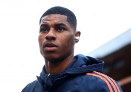 Marcus Rashford of Manchester United arrives prior to kick off of the Premier League match between Fulham FC and Manchester United at Craven Cottage on November 13, 2022 in London, England.