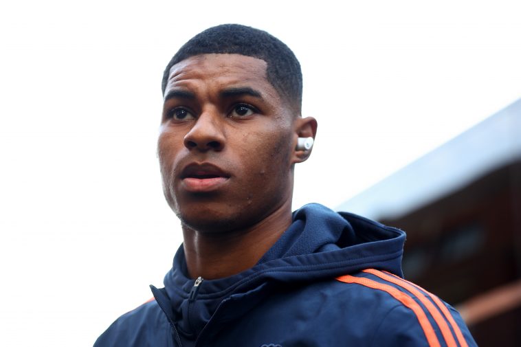 Marcus Rashford of Manchester United arrives prior to kick off of the Premier League match between Fulham FC and Manchester United at Craven Cottage on November 13, 2022 in London, England.