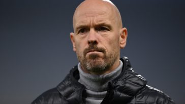 Erik ten Hag, Manager of Manchester United looks on prior to the Premier League match between Fulham FC and Manchester United at Craven Cottage on November 13, 2022 in London, England