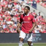 Anthony Martial of Manchester United in action during the pre-season friendly match between Manchester United and Atletico Madrid at Ullevaal Stadion on July 30, 2022 in Oslo, Norway