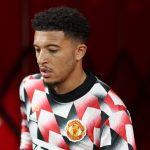 Jadon Sancho of Manchester United walks out the tunnel to warm up during the UEFA Europa League group E match between Manchester United and Sheriff Tiraspol at Old Trafford on October 27, 2022 in Manchester, England