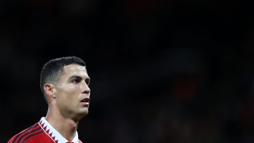 Cristiano Ronaldo of Manchester United looks on during the UEFA Europa League group E match between Manchester United and Sheriff Tiraspol at Old Trafford on October 27, 2022 in Manchester, England.