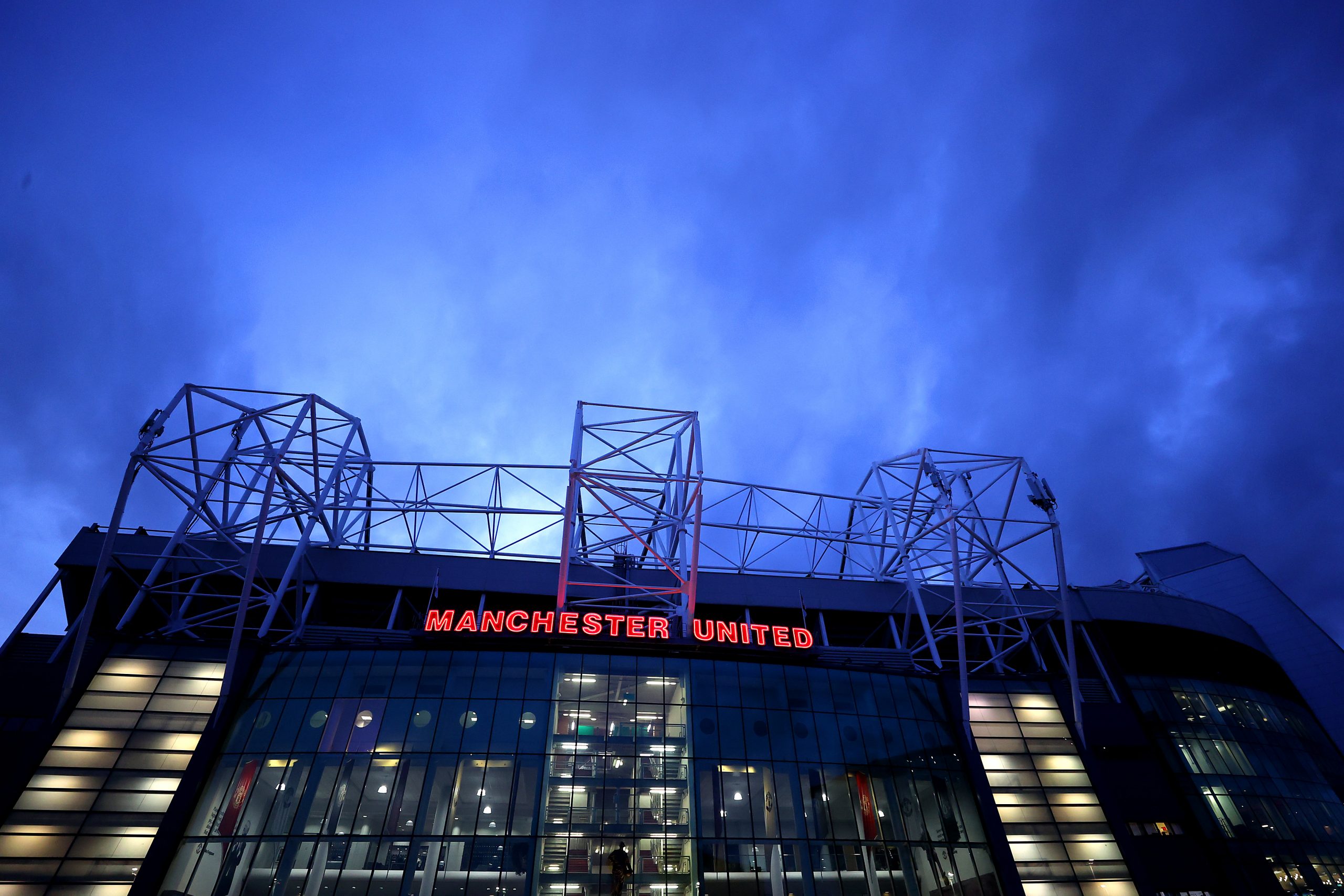 General view outside the stadium prior to the UEFA Europa League group E match between Manchester United and Sheriff Tiraspol at Old Trafford on October 27, 2022 in Manchester, England