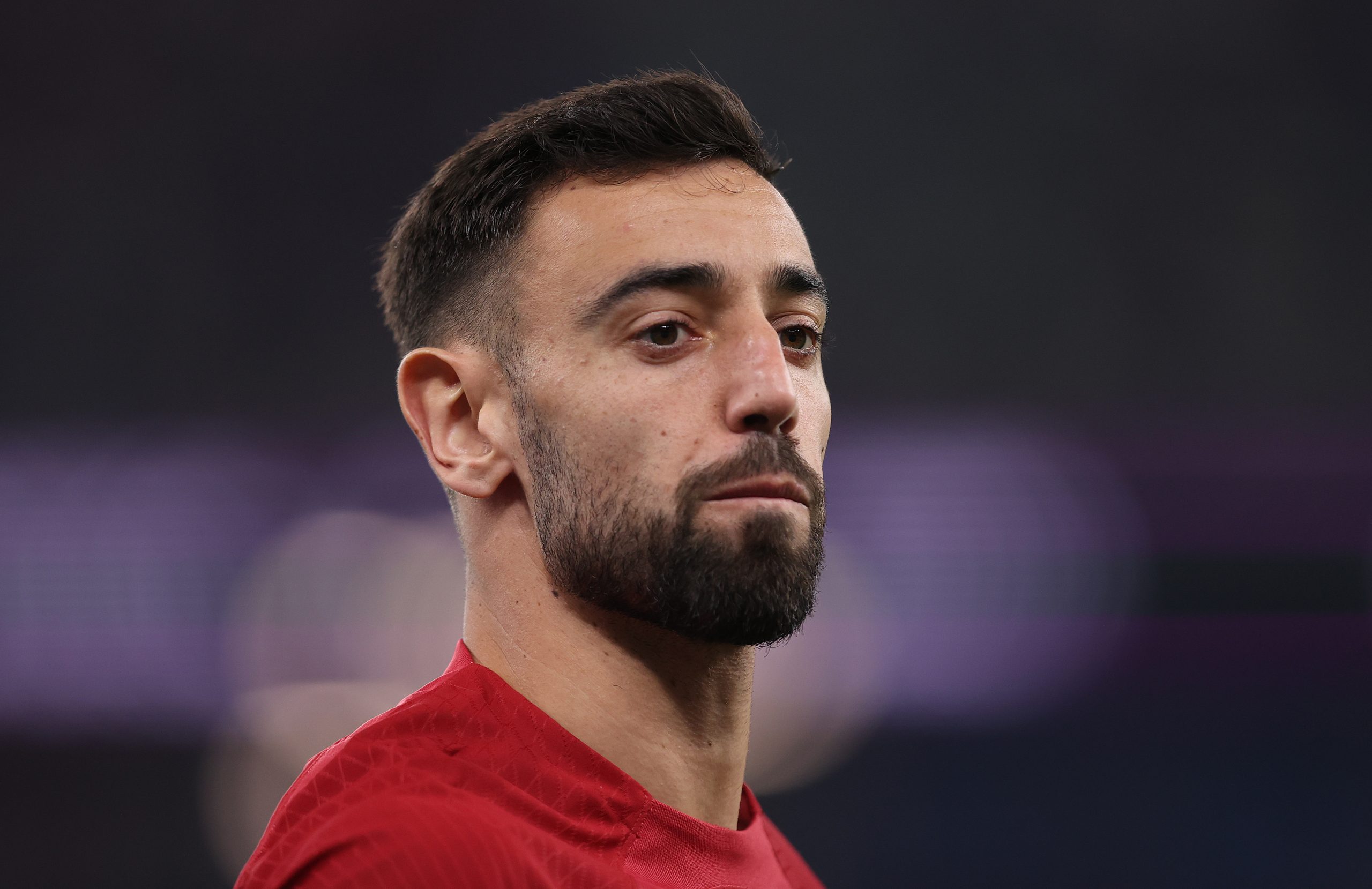 Bruno Fernandes of Portugal looks on during the FIFA World Cup Qatar 2022 Group H match between Portugal and Ghana at Stadium 974 on November 24, 2022 in Doha, Qatar.