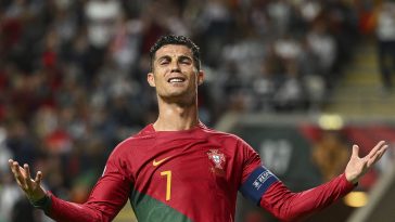 LAFC part-owner Will Ferrell opens door for Manchester United forward Cristiano Ronaldo.