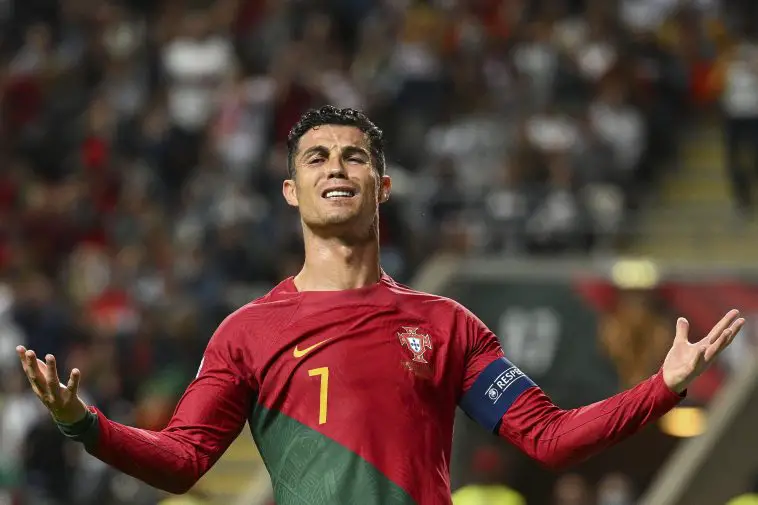 LAFC part-owner Will Ferrell opens door for Manchester United forward Cristiano Ronaldo.