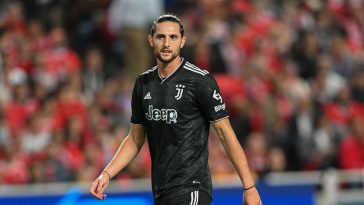 Adrien Rabiot of Juventus in action during the UEFA Champions League group H match between SL Benfica and Juventus at Estadio do Sport Lisboa e Benfica on October 25, 2022 in Lisbon, Portugal.