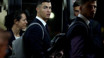 Cristiano Ronaldo of Portugal arrive at Hamad International airport ahead of FIFA World Cup Qatar 2022 at on November 18, 2022 in Doha, Qatar