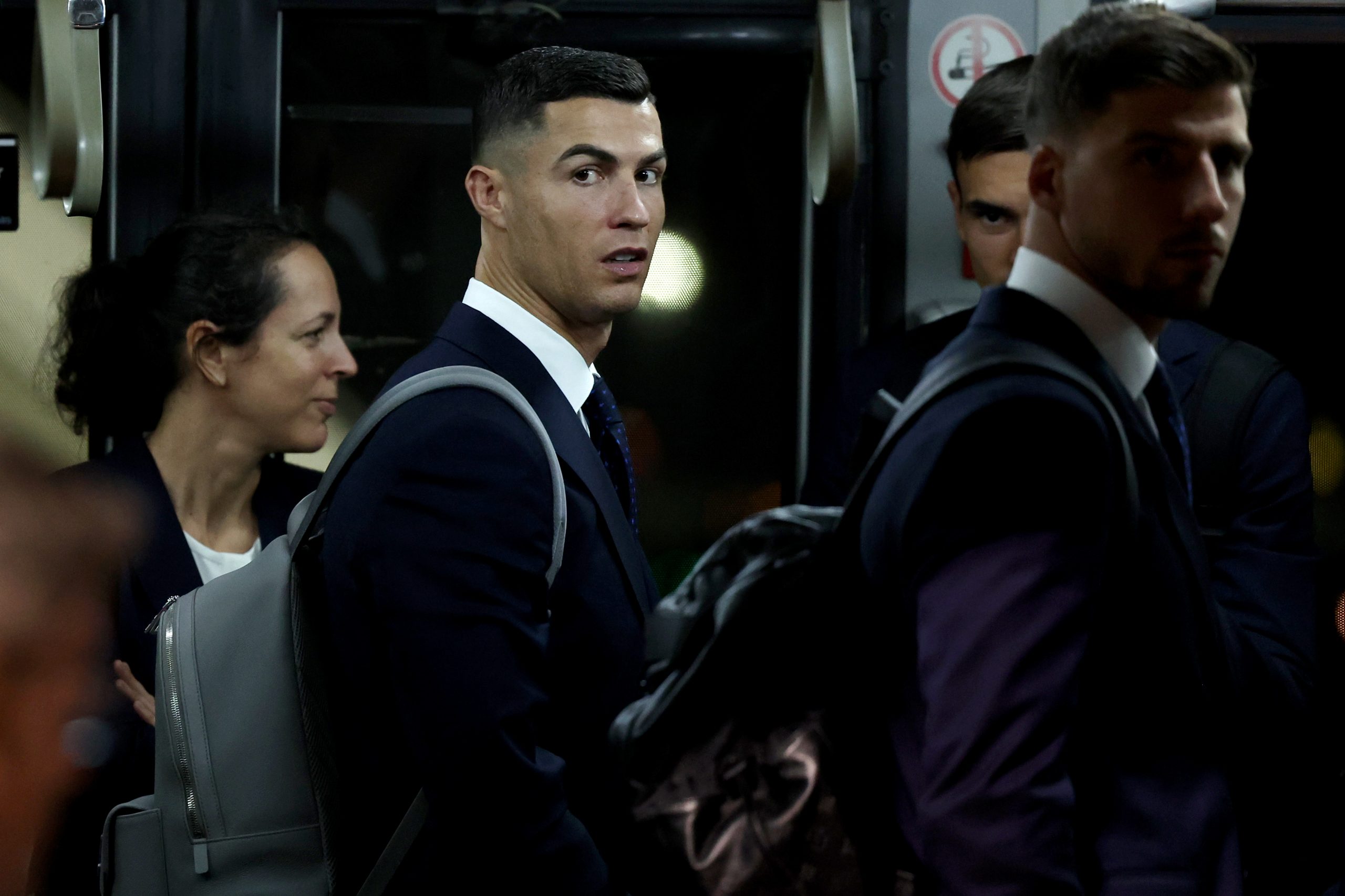 Cristiano Ronaldo of Portugal arrive at Hamad International airport ahead of FIFA World Cup Qatar 2022 at on November 18, 2022 in Doha, Qatar