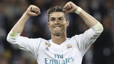 Real Madrid's Portuguese forward Cristiano Ronaldo celebrates after winning the UEFA Champions League final football match between Liverpool and Real Madrid at the Olympic Stadium in Kiev, Ukraine on May 26, 2018