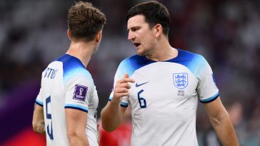 John Stones (L) and Harry Maguire of England.