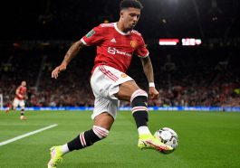 Manchester United's English striker Jadon Sancho controls the ball during the English League Cup third round football match between Manchester United and West Ham United at Old Trafford in Manchester, north west England, on September 22, 2021.