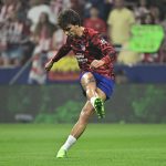 Atletico Madrid's Portuguese forward Joao Felix warms up prior the Spanish League football match between Club Atletico de Madrid and Real Madrid CF at the Wanda Metropolitano stadium in Madrid on September 18, 2022.