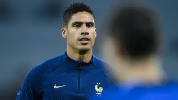 France's defender Raphael Varane takes part in a training session at the Al Sadd SC training centre in Doha on December 17, 2022, on the eve of the Qatar 2022 World Cup football final match between Argentina and France.