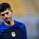 USA's forward #10 Christian Pulisic takes part in a training session at Al Gharafa SC in Doha on December 2, 2022, on the eve of the Qatar 2022 World Cup football match between the Netherlands and USA.