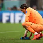 Yann Sommer of Switzerland reacts after the team's 1-6 defeat in the FIFA World Cup Qatar 2022 Round of 16 match between Portugal and Switzerland at Lusail Stadium on December 06, 2022 in Lusail City, Qatar