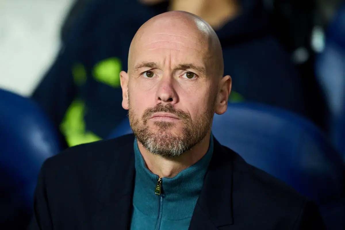 Erik ten Hag, Manager of Manchester United looks on during the UEFA Europa League group E match between Real Sociedad and Manchester United at Reale Arena on November 03, 2022 in San Sebastian, Spain