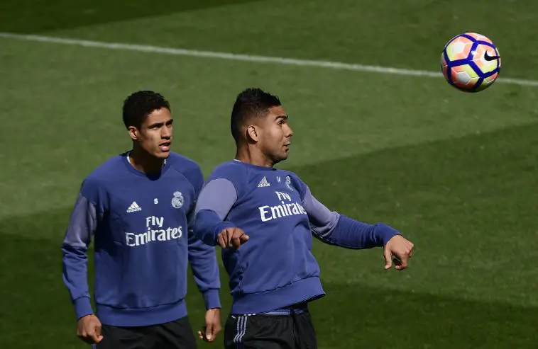 Casemiro and Raphael Varane during their time at Real Madrid.