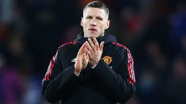 Wout Weghorst of Manchester United applauds the fans after the Premier League match between Crystal Palace and Manchester United at Selhurst Park on January 18, 2023 in London, England.