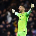 Jack Butland of Crystal Palace celebrates their sides first goal scored by team mate Wilfried Zaha during the Premier League match between Crystal Palace and Southampton at Selhurst Park on December 15, 2021 in London, England