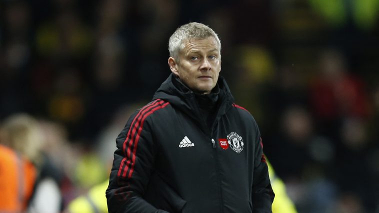 Manchester United's Norwegian manager Ole Gunnar Solskjaer reacts during the English Premier League football match between Watford and Manchester United at Vicarage Road Stadium in Watford, southeast England, on November 20, 2021.