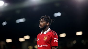 Fred of Manchester United looks on during the Premier League match between Manchester United and AFC Bournemouth at Old Trafford on January 03, 2023 in Manchester, England.