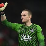 Jordan Pickford being eyed by Manchester United and Tottenham Hotspur amidst Everton contract standoff.