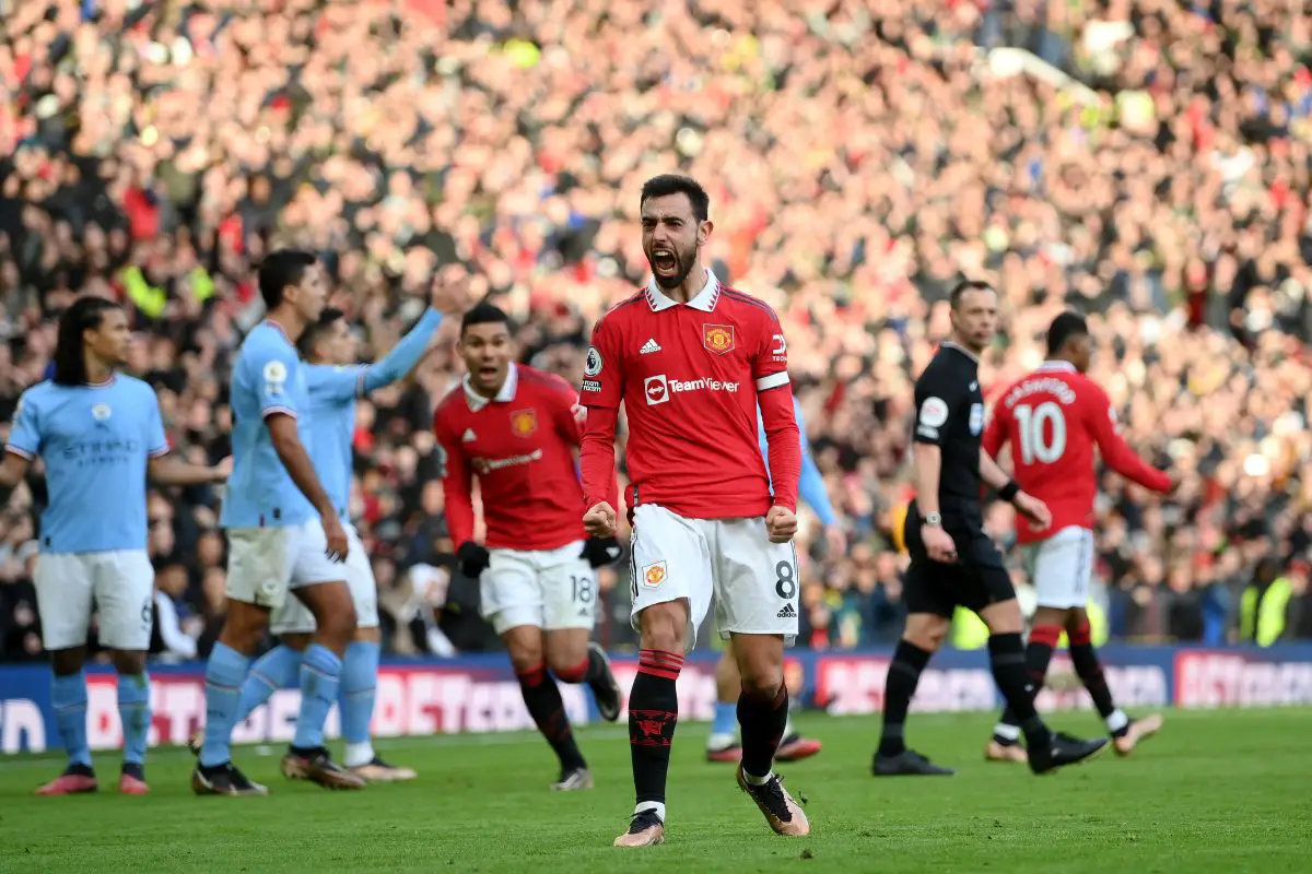 Manchester United playmaker Bruno Fernandes looking to ruin treble hopes of Manchester City. 