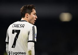 Federico Chiesa of Juventus during the Serie A match between SSC Napoli_Juventus at Stadio Diego Armando Maradona on January 13, 2023 in Naples, Italy.