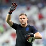 Jack Butland of England waves to the fans prior to the 2018 FIFA World Cup Russia group G match between Tunisia and England at Volgograd Arena on June 18, 2018 in Volgograd, Russia.