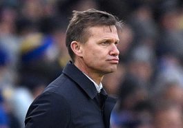 Leeds United's US head coach Jesse Marsch looks on during the English Premier League football match between Leeds United and Brentford at Elland Road in Leeds, northern England on January 22, 2023.