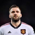 Manchester United's English defender Luke Shaw reacts during the UEFA Europa League round of 32 first-leg football match between FC Barcelona and Manchester United at the Camp Nou stadium in Barcelona, on February 16, 2023.