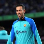 Sergio Busquets of FC Barcelona warms up prior to the LaLiga Santander match between FC Barcelona and Getafe CF at Spotify Camp Nou on January 22, 2023 in Barcelona, Spain.