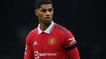 Marcus Rashford of Manchester United during the Premier League match between Leeds United and Manchester United at Elland Road on February 12, 2023 in Leeds, England