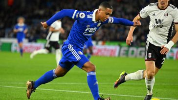 Youri Tielemans of Leicester City in action during the Premier League match between Leicester City and Fulham FC at The King Power Stadium on January 03, 2023 in Leicester, England