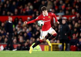 Alejandro Garnacho of Manchester United during the Carabao Cup Quarter Final match between Manchester United and Charlton Athletic at Old Trafford on January 10, 2023 in Manchester, England