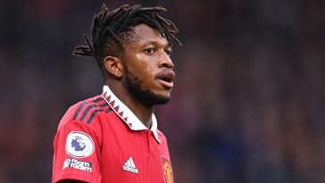 Fred of Manchester United looks on during the Premier League match between Manchester United and Crystal Palace at Old Trafford on February 04, 2023 in Manchester, England.