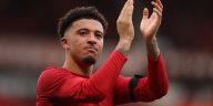 Jadon Sancho of Manchester United during the Premier League match between Manchester United and Leicester City at Old Trafford on February 19, 2023 in Manchester, England