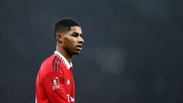 Marcus Rashford of Manchester United during the FA Cup Fourth round match between Manchester United and Reading at Old Trafford on January 28, 2023 in Manchester, England.