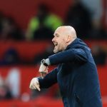 Manchester United's Dutch manager Erik ten Hag reacts during the English FA Cup fifth round football match between Manchester United and West Ham at Old Trafford in Manchester, north west England, on March 1, 2023.
