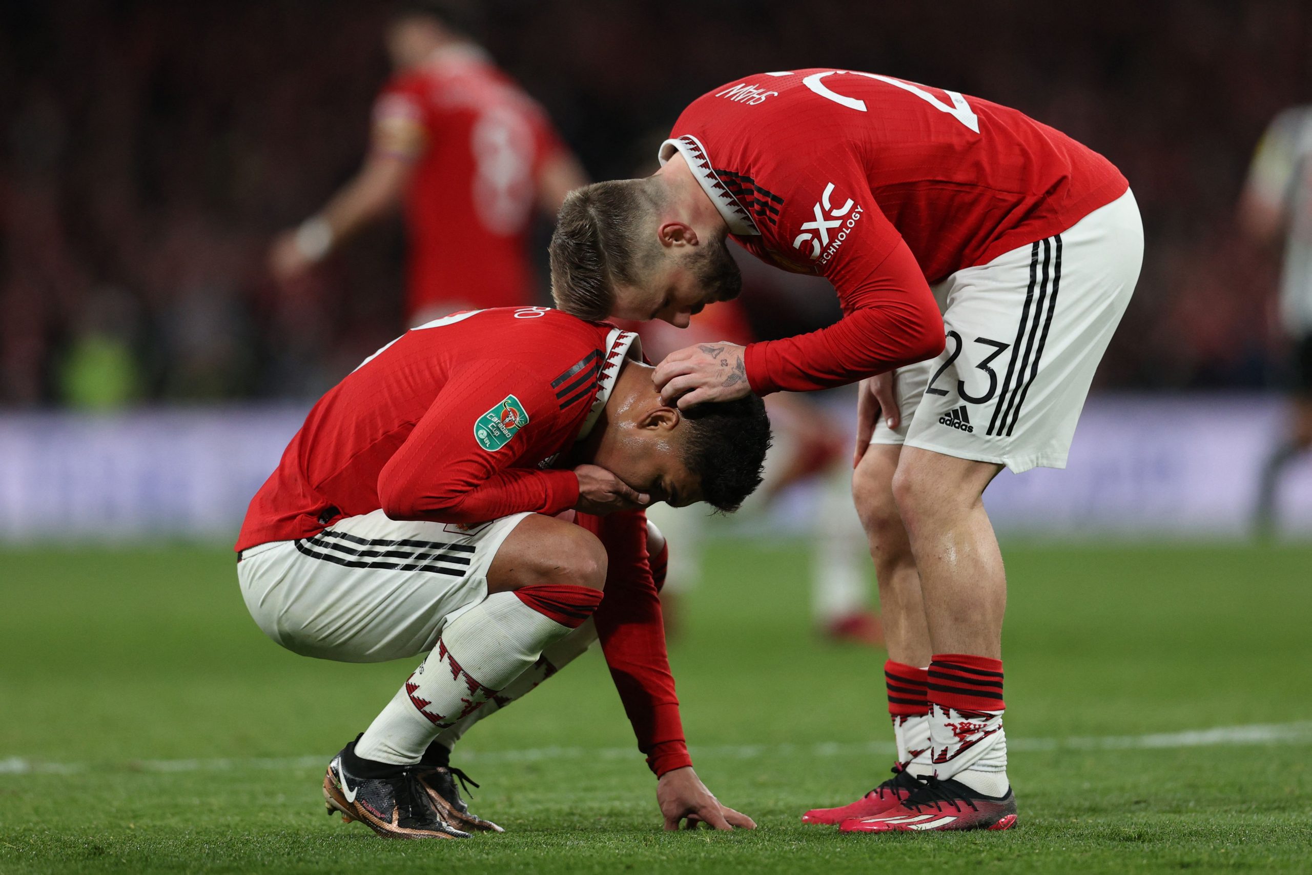 Manchester United's Luke Shaw and Casemiro