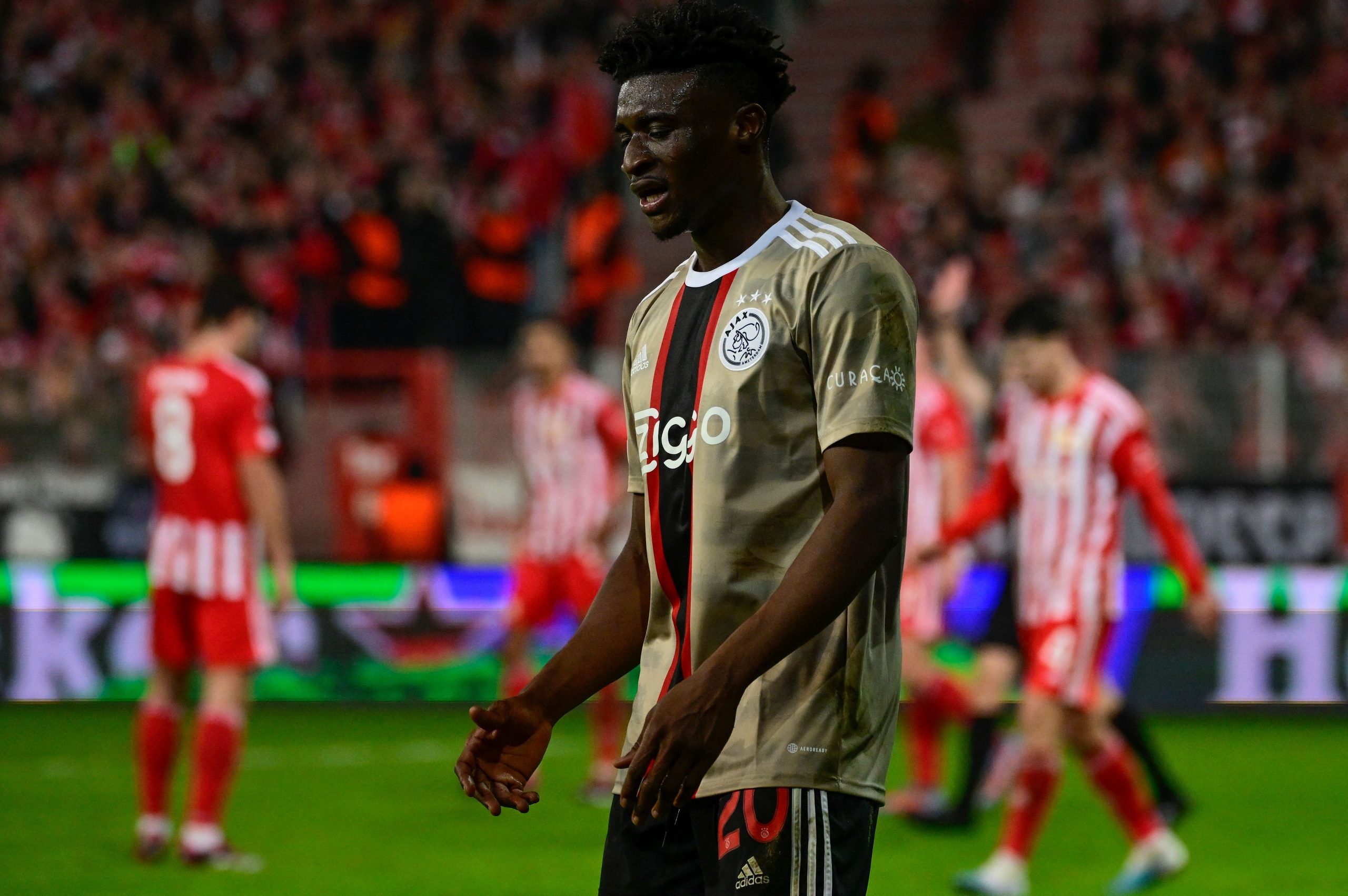 Ajax's Ghanaian midfielder Mohammed Kudus reacts after his goal was disallowed during the UEFA Europa League play-off 2nd-leg football match between FC Union Berlin and Ajax Amsterdam in Berlin, on February 23, 2023