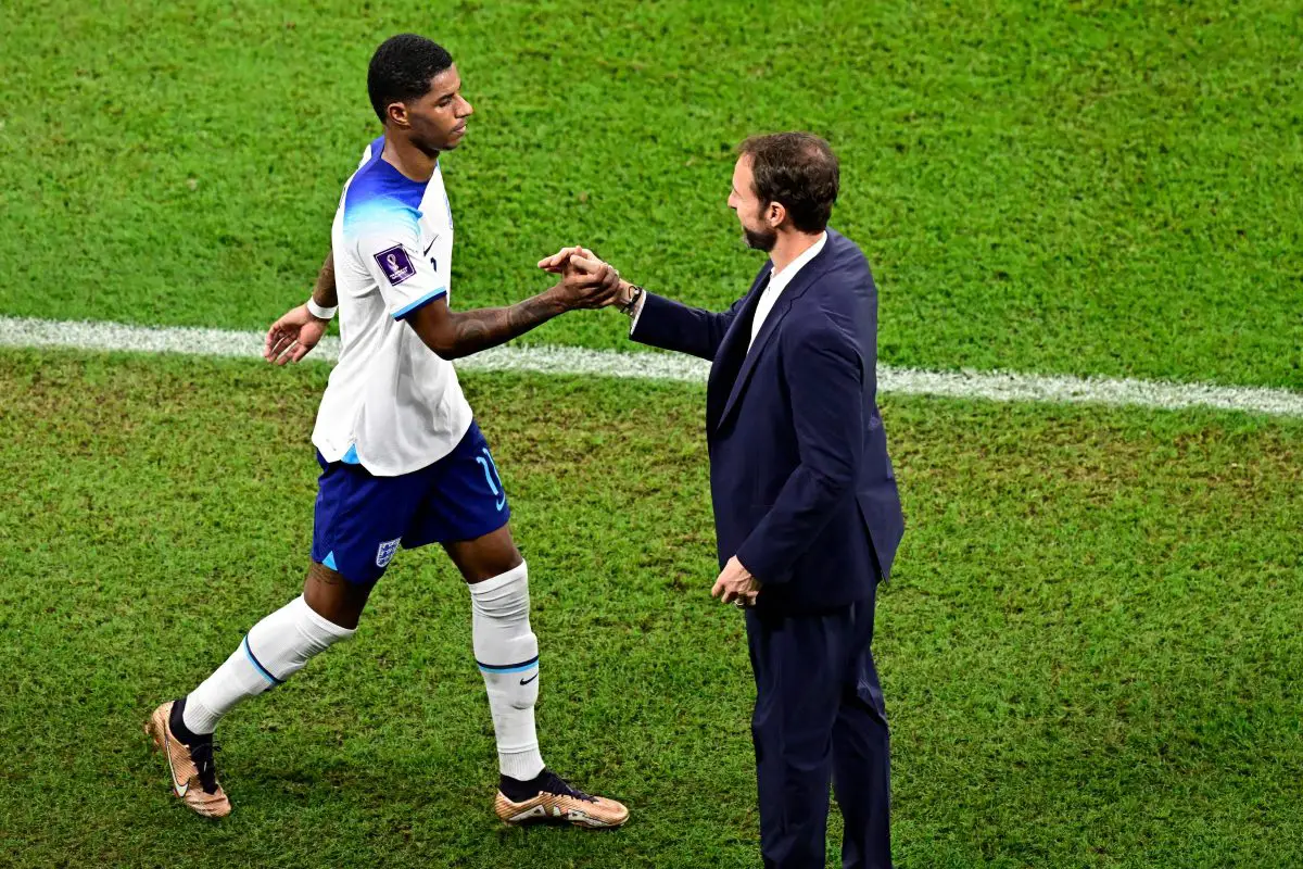 Gareth Southgate is still high of praise for Marcus Rashford despite his bleak start to the season. (Photo by JAVIER SORIANO/AFP via Getty Images)