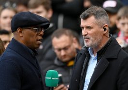 Former Footballers Ian Wright and Roy Keane speak as they present on ITV Sport.